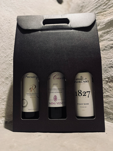 [z_RHVP0011] Zwarte luxe geschenkverpakking (3 flessen)